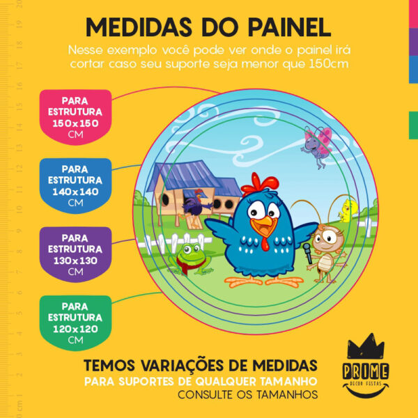 Painel Redondo 3D Galinha Pintadinha Tecido Sublimado - Image 4