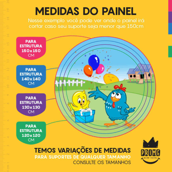 Painel Redondo 3D Galinha Pintadinha Tecido Sublimado - Image 4