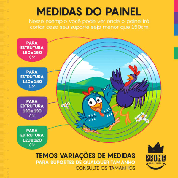 Painel Redondo 3D Galinha Pintadinha Tecido Sublimado - Image 4