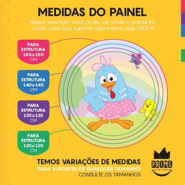 Painel Redondo 3D Galinha Pintadinha Tecido Sublimado - Image 4