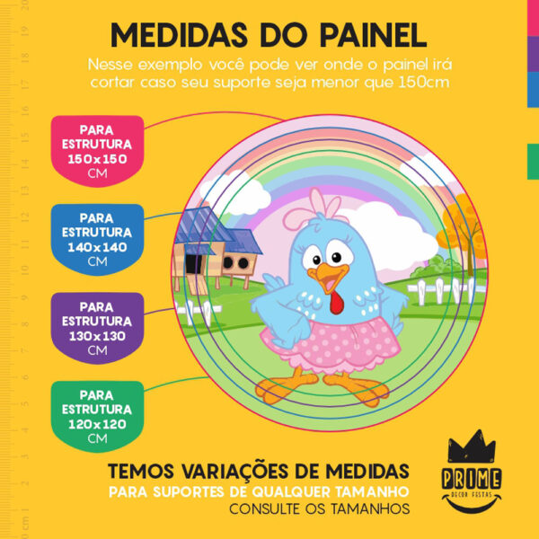 Painel Redondo 3D Galinha Pintadinha Tecido Sublimado - Image 4