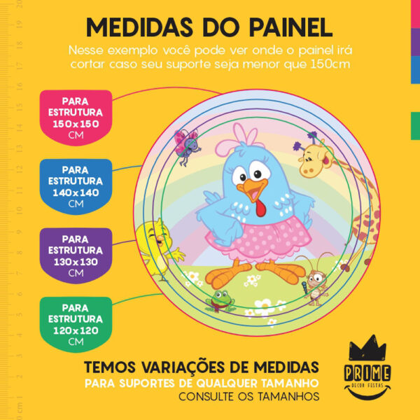 Painel Redondo 3D Galinha Pintadinha Tecido Sublimado - Image 4