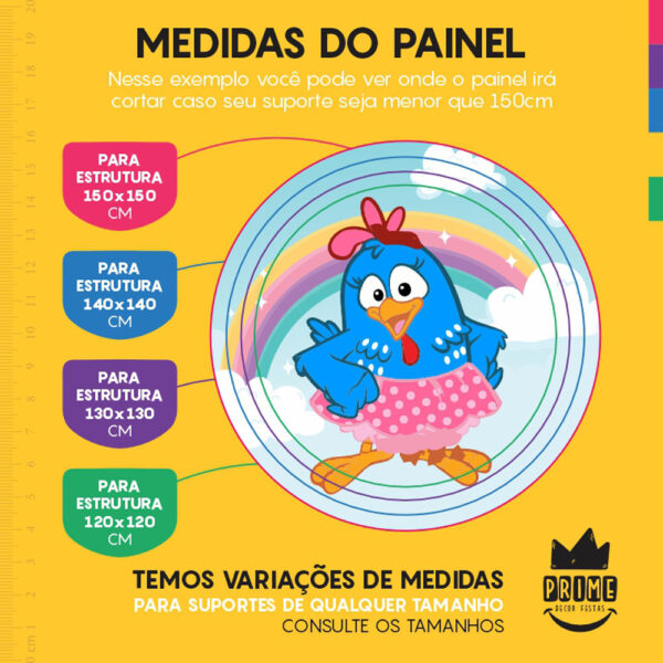 Painel Redondo 3D Galinha Pintadinha Tecido Sublimado - Image 4