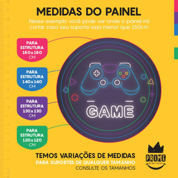 Painel Redondo 3D Game Tecido Sublimado - Image 4