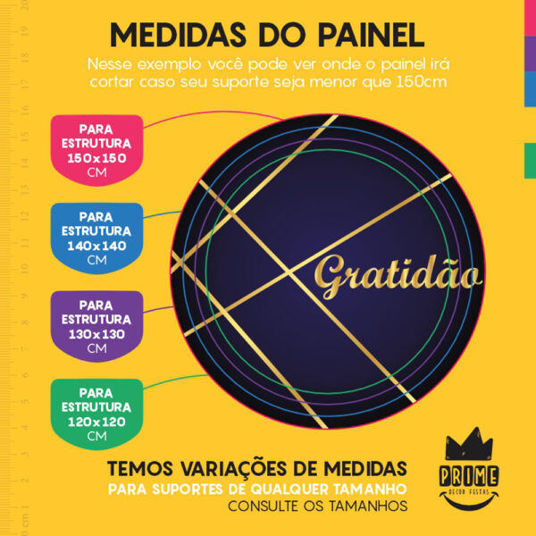 Painel Redondo 3D Gratidão Azul Tecido Sublimado - Image 4