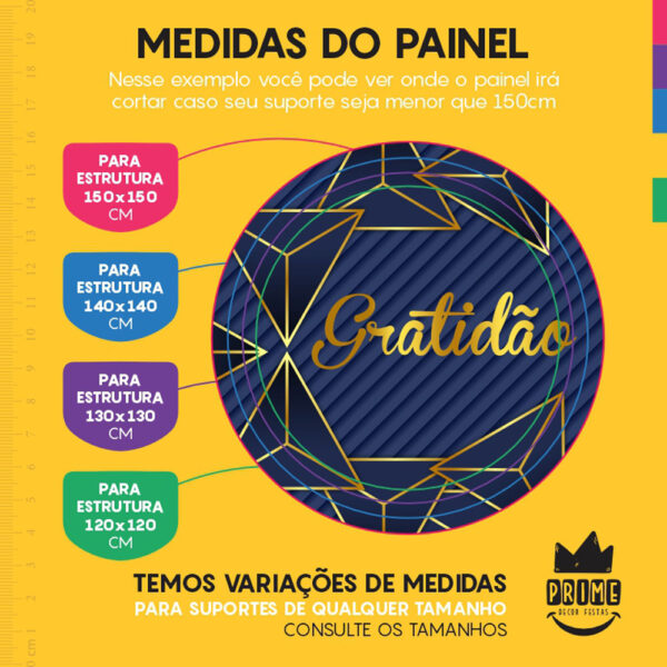 Painel Redondo 3D Gratidão Tecido Sublimado - Image 4