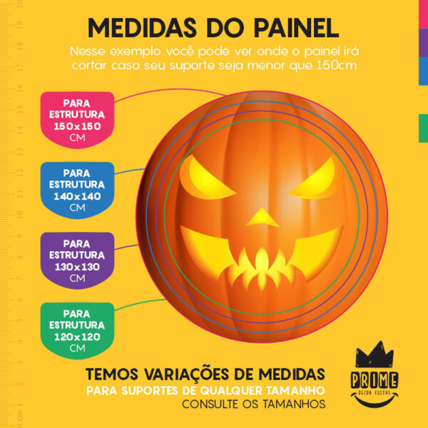 Painel Redondo 3D Halloween Abobora Tecido Sublimado - Image 4