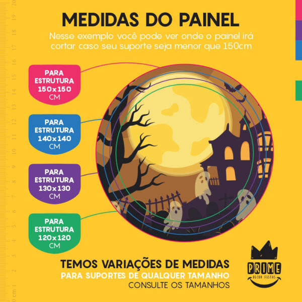 Painel Redondo 3D Halloween Tecido Sublimado - Image 4