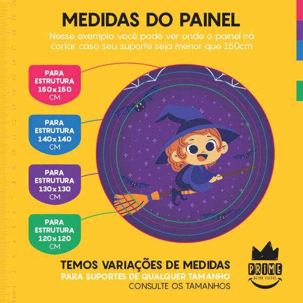 Painel Redondo 3D Halloween Roxo Tecido Sublimado - Image 4