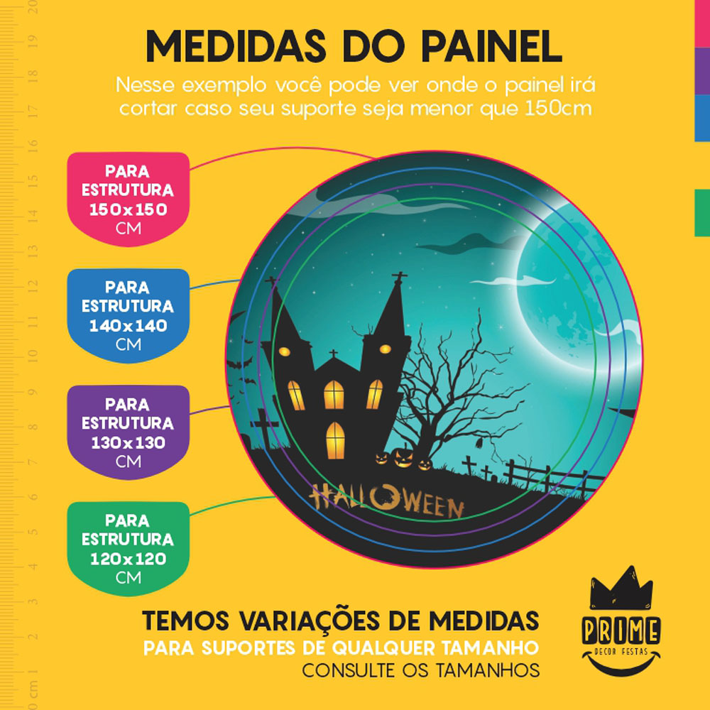 Painel Redondo 3D Halloween Tecido Sublimado - Imagem 4