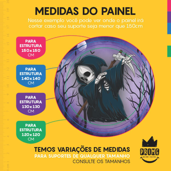 Painel Redondo 3D Halloween Tecido Sublimado - Image 4