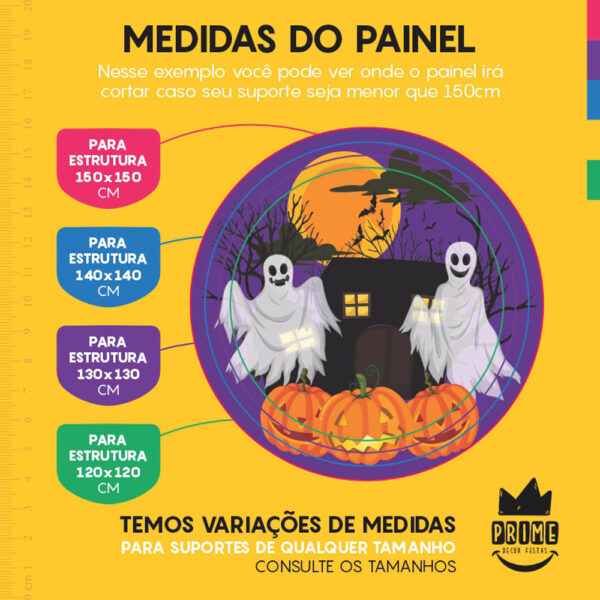 Painel Redondo 3D Halloween Tecido Sublimado - Image 4