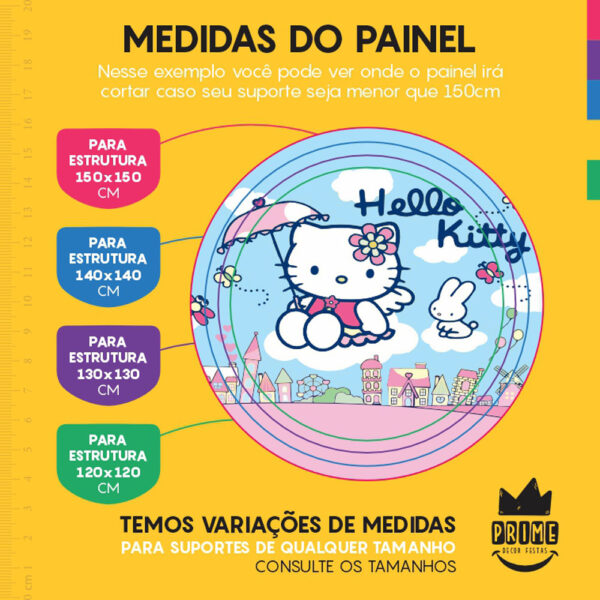 Painel Redondo 3D Hello Kitty Tecido Sublimado - Image 4