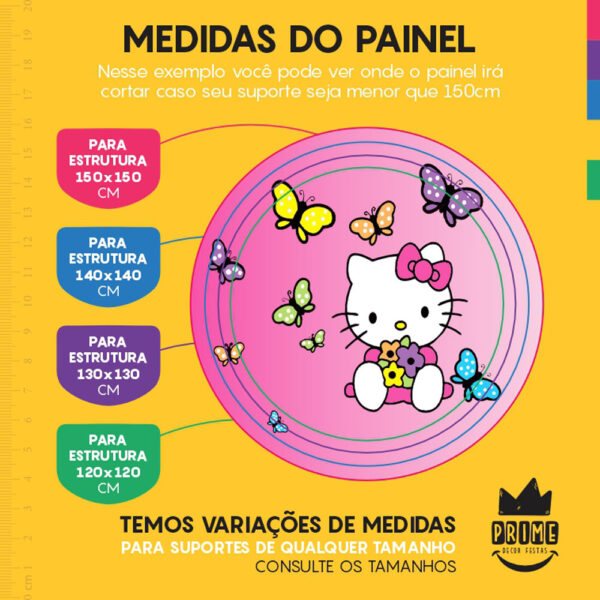 Painel Redondo 3D Hello Kitty Tecido Sublimado - Image 4
