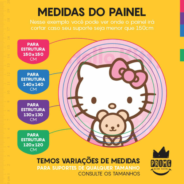 Painel Redondo 3D Hello Kitty Tecido Sublimado - Image 4