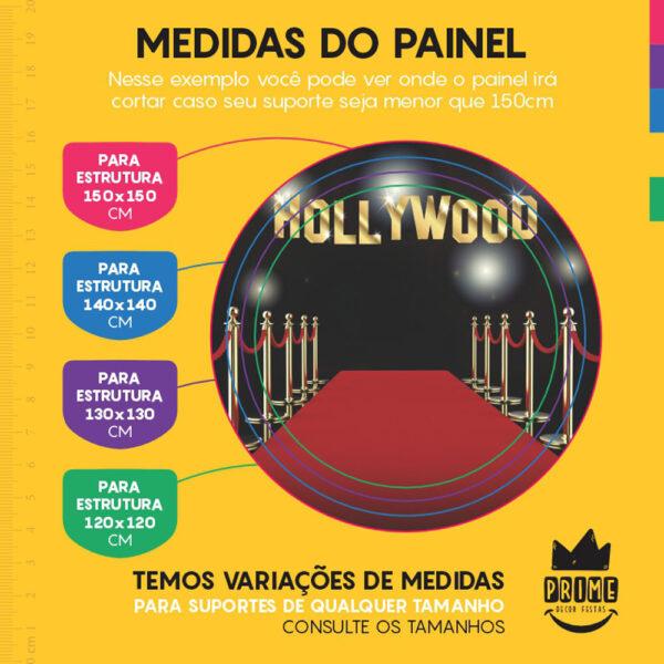 Painel Redondo 3D Hollywood Tecido Sublimado - Image 4