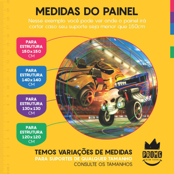 Painel Redondo 3D Hotwheels Tecido Sublimado - Image 4