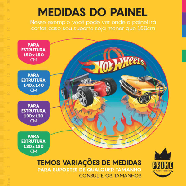 Painel Redondo 3D Hotwheels Tecido Sublimado - Image 4