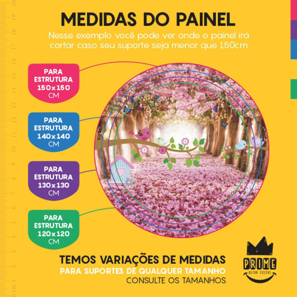 Painel Redondo 3D Jardim Encantado Tecido Sublimado - Image 4