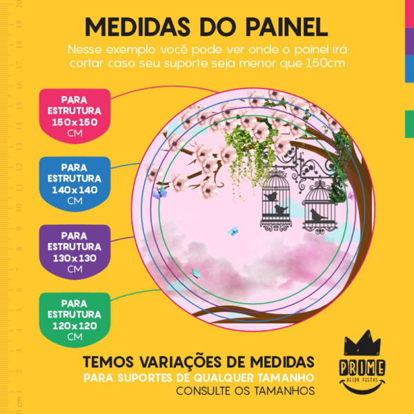 Painel Redondo 3D Jardim Encantado Tecido Sublimado - Image 4