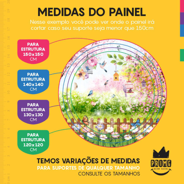 Painel Redondo 3D Jardim Encantado Tecido Sublimado - Image 4