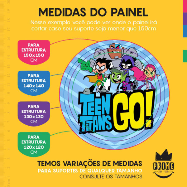 Painel Redondo 3D Jovens Titãs Tecido Sublimado - Image 4