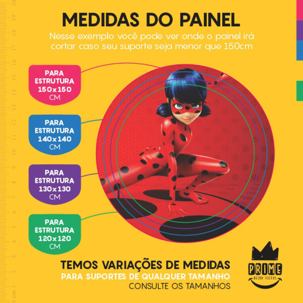 Painel Redondo 3D Lady Bug Tecido Sublimado - Image 4