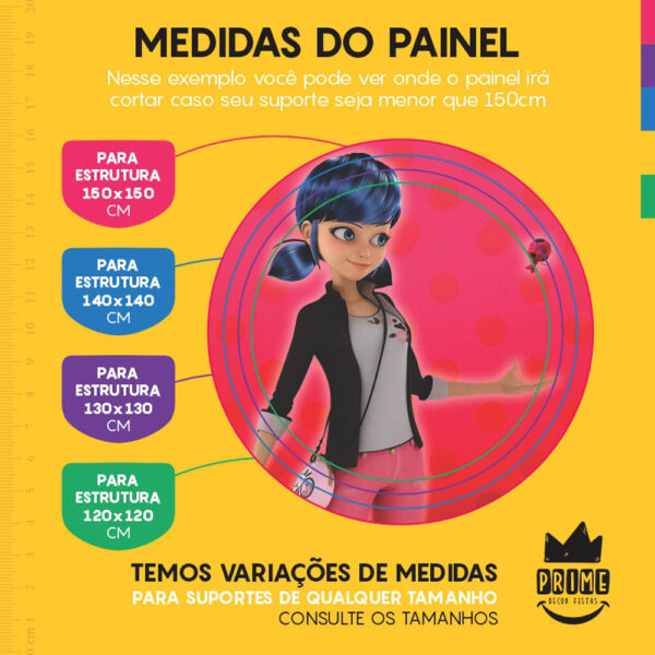 Painel Redondo 3D Lady Bug Tecido Sublimado - Image 4