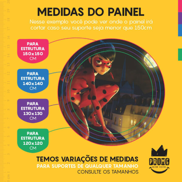 Painel Redondo 3D Lady Bug Tecido Sublimado - Image 4