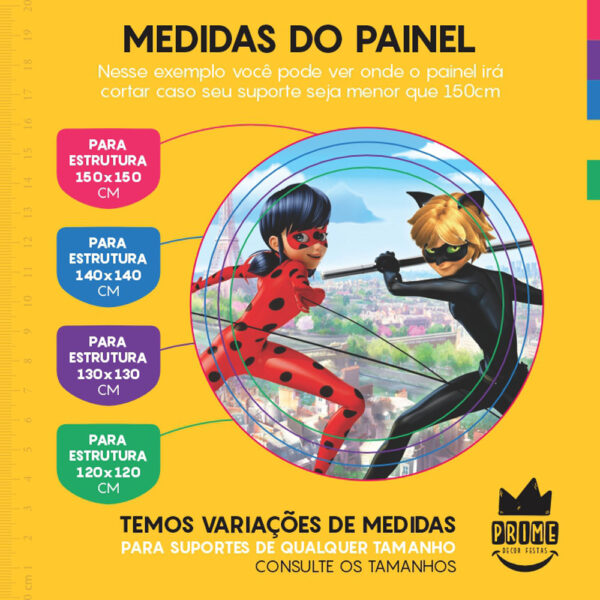 Painel Redondo 3D Lady Bug Tecido Sublimado - Image 4