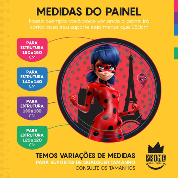 Painel Redondo 3D Lady Bug Tecido Sublimado - Image 4