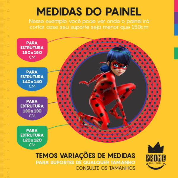 Painel Redondo 3D Lady Bug Tecido Sublimado - Image 4