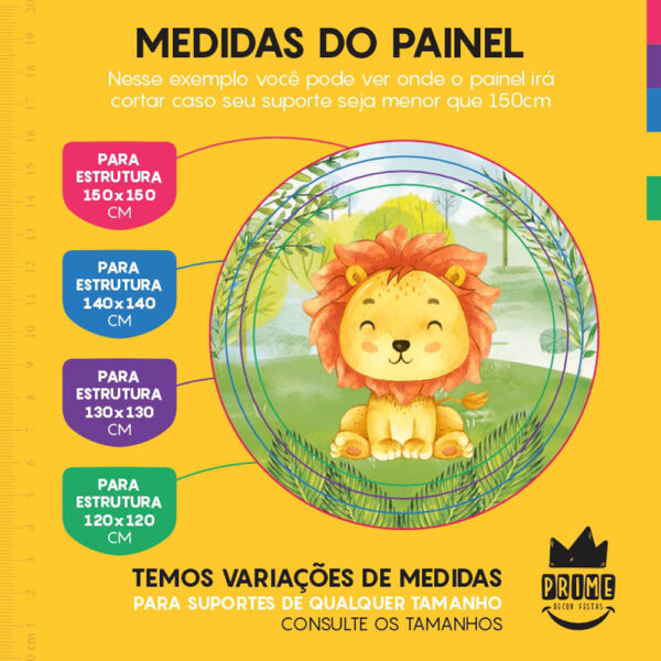 Painel Redondo 3D Leãozinho Tecido Sublimado - Image 4