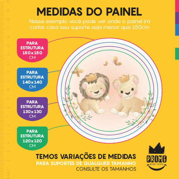 Painel Redondo 3D Leãozinho Tecido Sublimado - Image 4