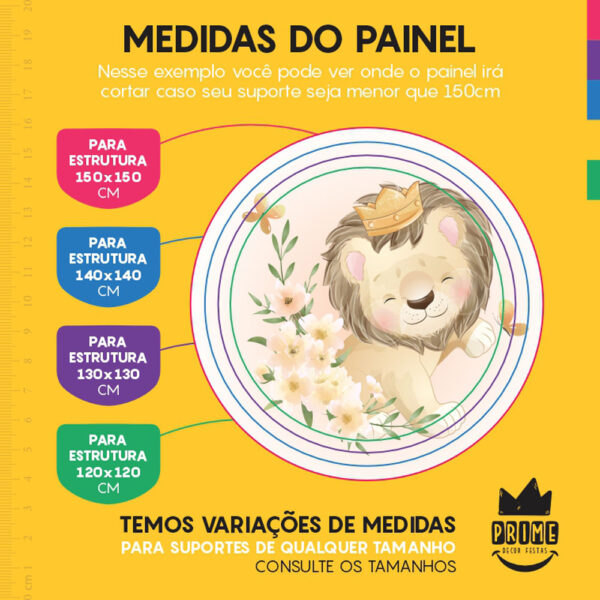 Painel Redondo 3D Leãozinho Tecido Sublimado - Image 4