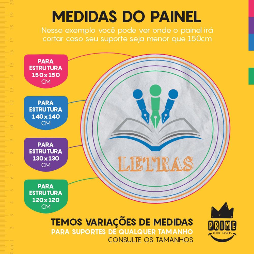 Painel Redondo 3D Letras Tecido Sublimado - Imagem 4