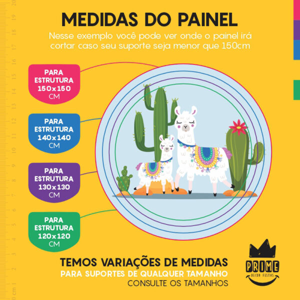 Painel Redondo 3D Lhamas Tecido Sublimado - Image 4