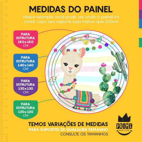 Painel Redondo 3D Lhama Tecido Sublimado - Image 4