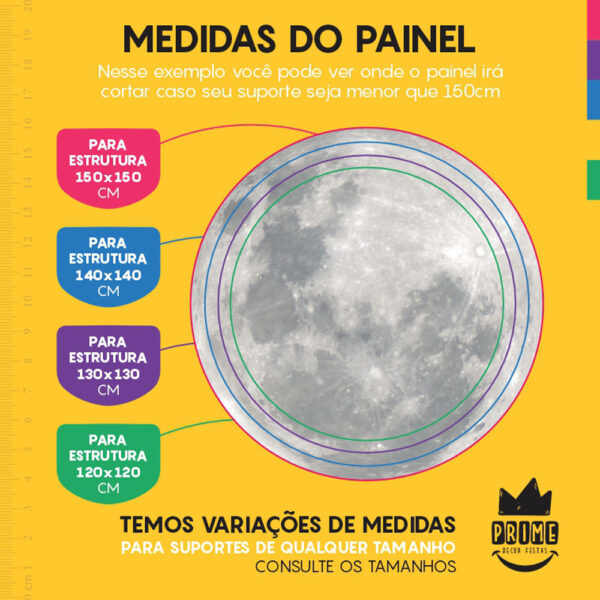 Painel Redondo 3D Lua Tecido Sublimado - Image 4