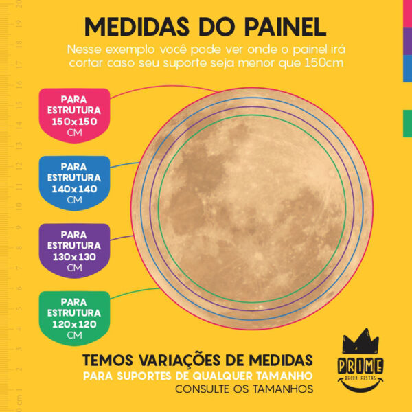 Painel Redondo 3D Lua Tecido Sublimado - Image 4