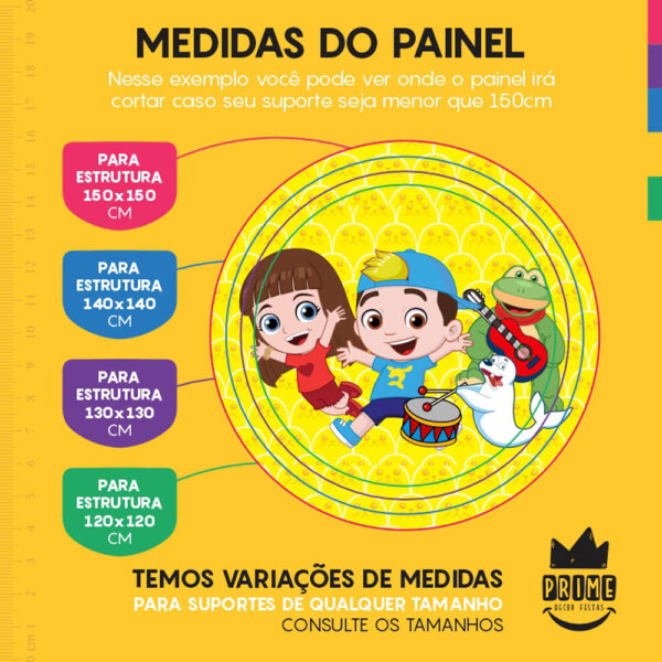 Painel Redondo 3D Lucas Netto Amarelo Tecido Sublimado - Image 4