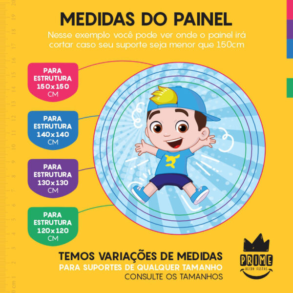 Painel Redondo 3D Lucas Netto Azul Tecido Sublimado - Image 4