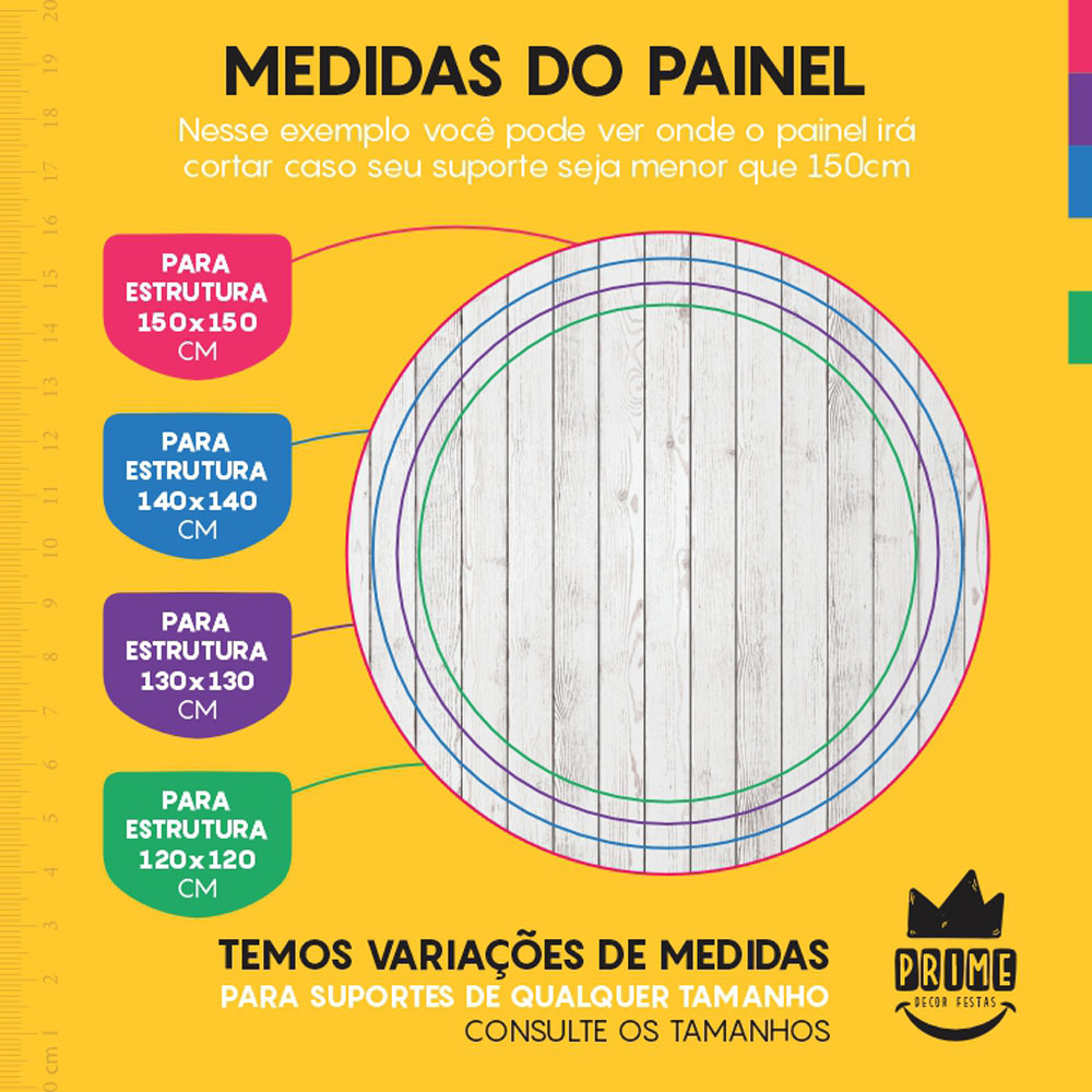Painel Redondo 3D Madeira Clara Tecido Sublimado - Imagem 4