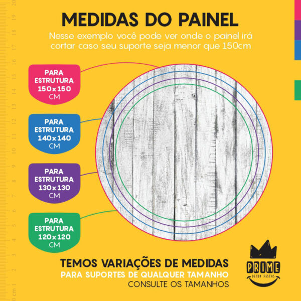 Painel Redondo 3D Madeira Clara Tecido Sublimado - Image 4