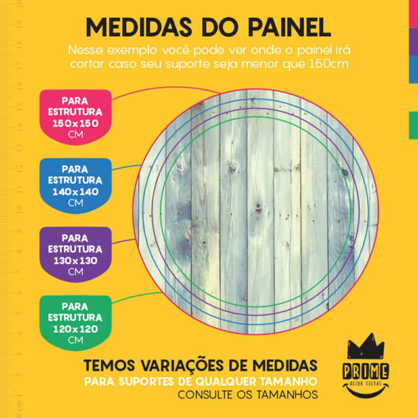 Painel Redondo 3D Madeira Clara Tecido Sublimado - Image 4