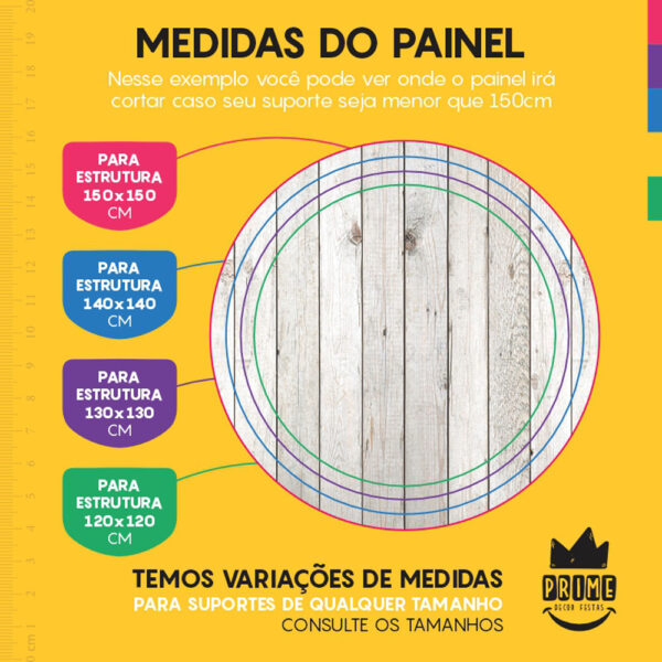 Painel Redondo 3D Madeira Clara Tecido Sublimado - Image 4