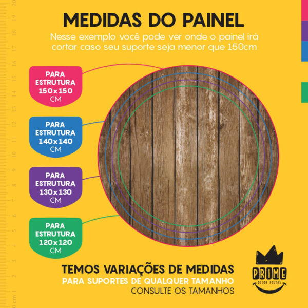 Painel Redondo 3D Madeira Escura Tecido Sublimado - Image 4