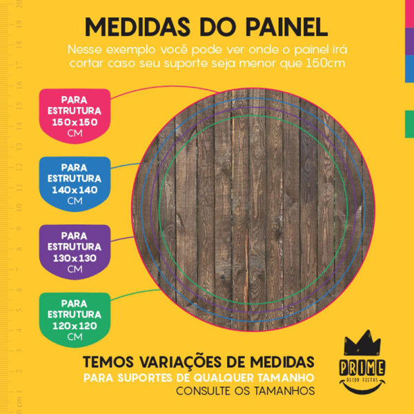 Painel Redondo 3D Madeira Escura Tecido Sublimado - Image 4