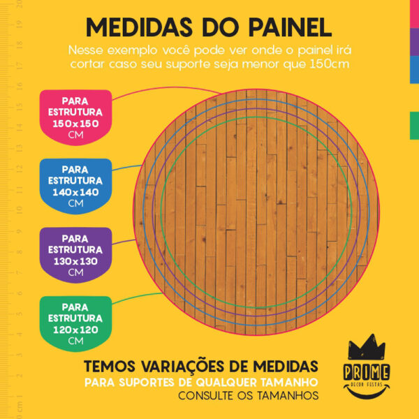 Painel Redondo 3D Madeira Escura Tecido Sublimado - Image 4