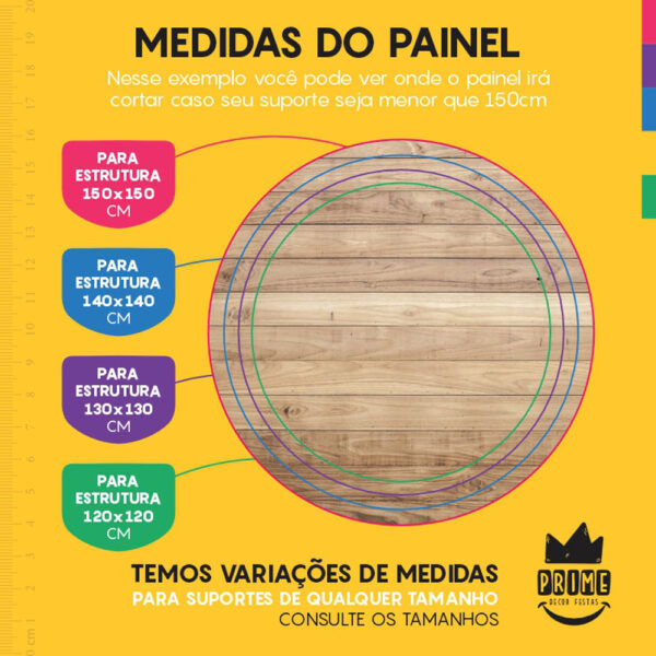 Painel Redondo 3D Madeira Escura Tecido Sublimado - Image 4